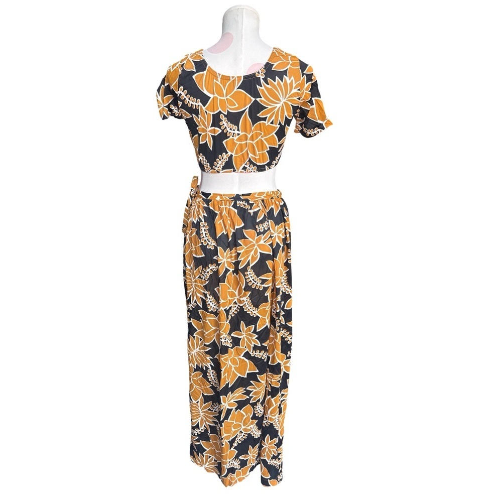 Vintage 1960's Mod Hawaiian Floral Crop top Sarong Set - Small - Picture 5 of 7